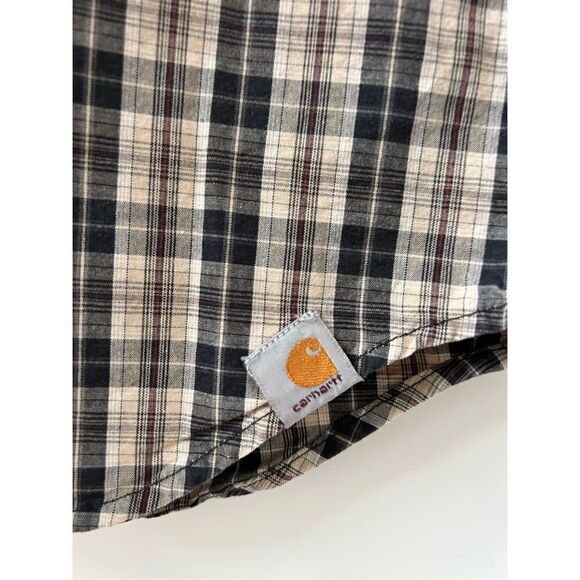 Carhartt Long Sleeve Button Down Relaxed Fit Plaid Shirt Men's Black Medium - Picture 3 of 6